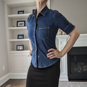 4/$30 GAP stretch short sleeve jean shirt - Small
